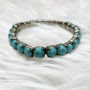 Fashion Statement Stretchy Bracelet Turquoise Green and Silver